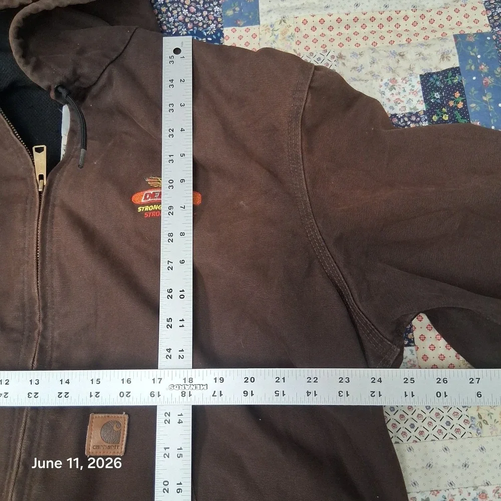 VTG Y2K Carhartt Sandstone Active Jacket J25 DKB Size XL Dekalb Hooded Lined